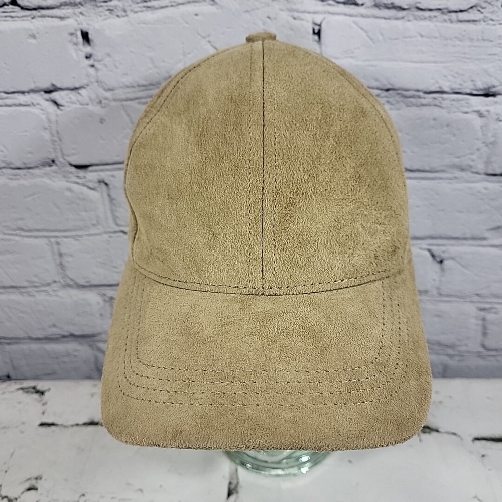 Suede Feel Faux Leather Hat Tan Fawn Adjustable Strapback Ball Cap